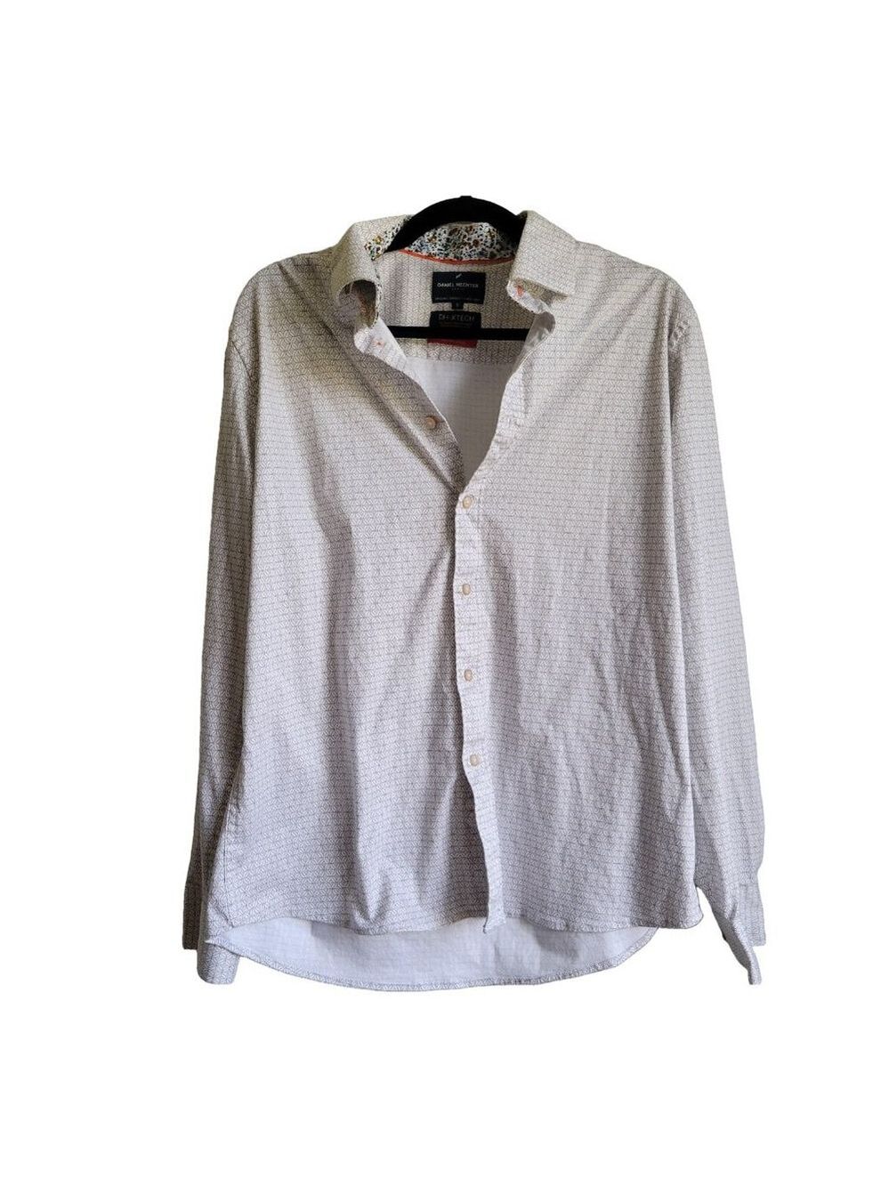 Men's Daniel Hechter Button-Up Shirt, Size L, White & Gray